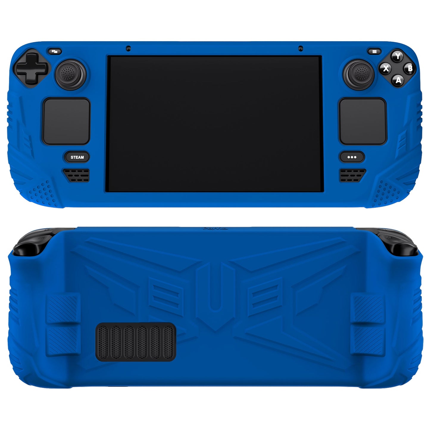 PlayVital Armor Series Protective Case for Steam Deck LCD, Soft Cover Silicone Protector for Steam Deck with Back Button Enhancement Designed & Thumb Grips Caps - Blue - XFSDP006 PlayVital