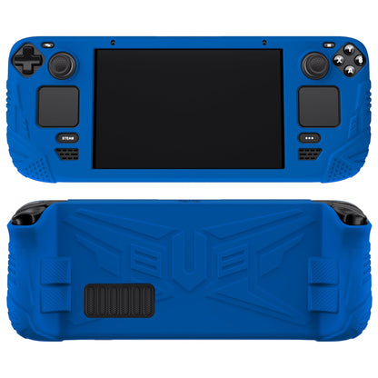 PlayVital Armor Series Protective Case for Steam Deck LCD, Soft Cover Silicone Protector for Steam Deck with Back Button Enhancement Designed & Thumb Grips Caps - Blue - XFSDP006 PlayVital