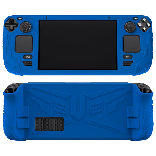 PlayVital Armor Series Protective Case for Steam Deck LCD, Soft Cover Silicone Protector for Steam Deck with Back Button Enhancement Designed & Thumb Grips Caps - Blue - XFSDP006 PlayVital