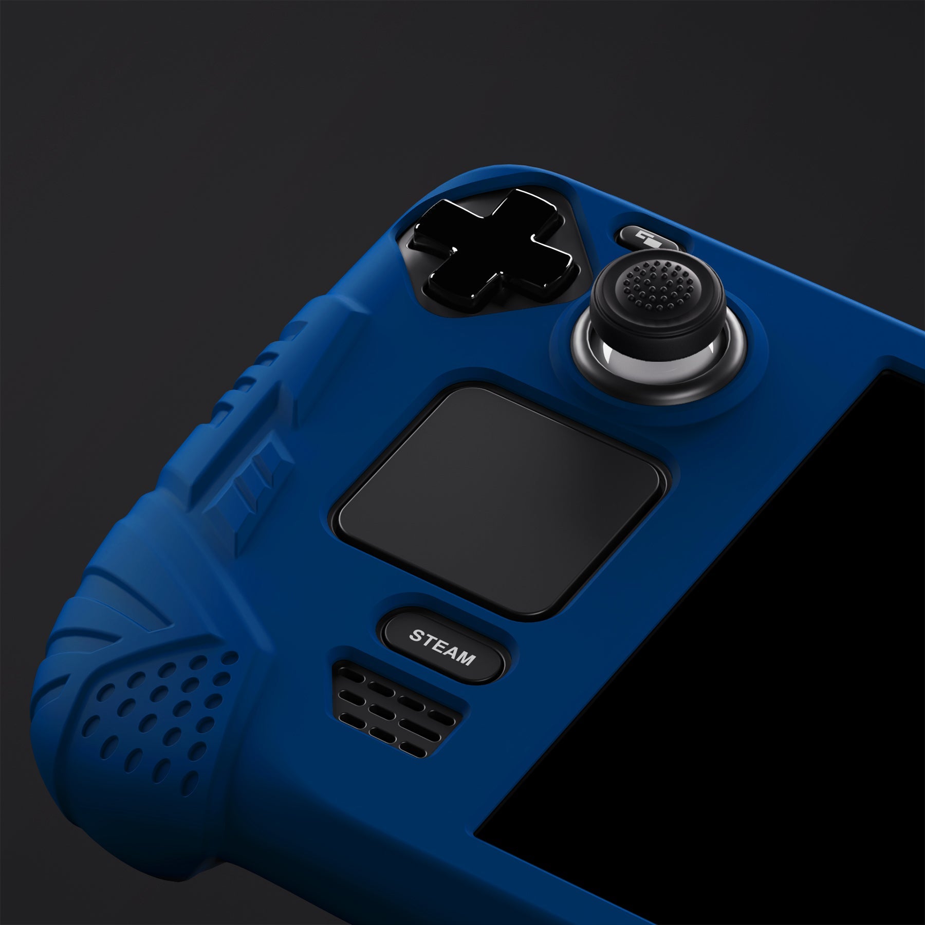 PlayVital Armor Series Protective Case for Steam Deck LCD, Soft Cover Silicone Protector for Steam Deck with Back Button Enhancement Designed & Thumb Grips Caps - Blue - XFSDP006 PlayVital