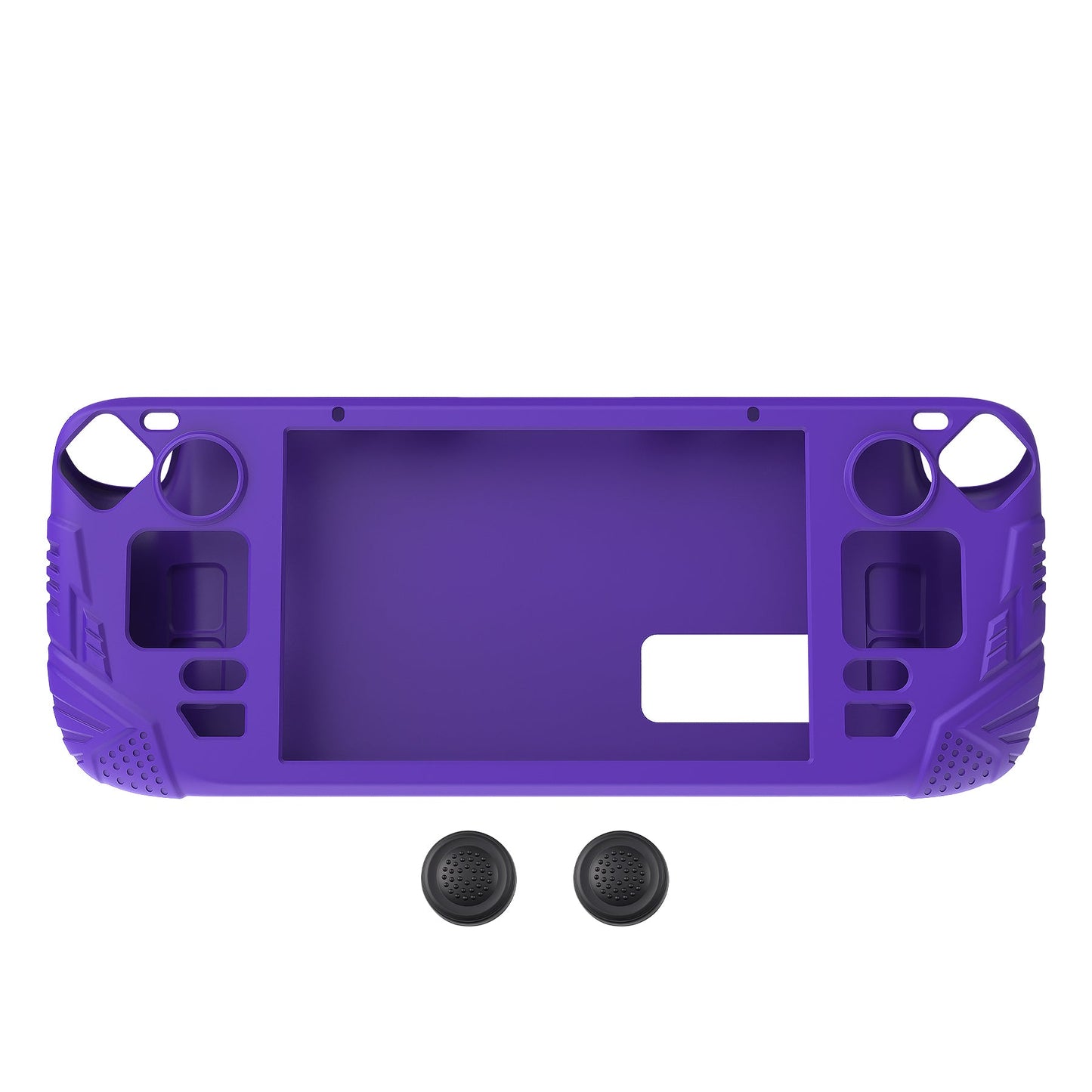 PlayVital Armor Series Protective Case for Steam Deck LCD, Soft Cover Silicone Protector for Steam Deck with Back Button Enhancement Designed & Thumb Grips Caps - Purple - XFSDP005 PlayVital