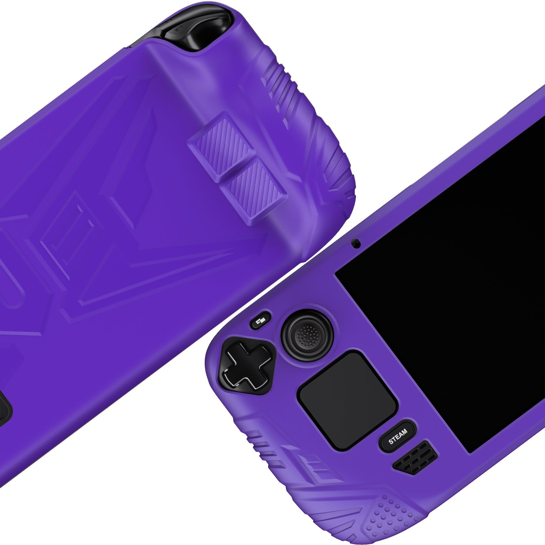 PlayVital Armor Series Protective Case for Steam Deck LCD, Soft Cover Silicone Protector for Steam Deck with Back Button Enhancement Designed & Thumb Grips Caps - Purple - XFSDP005 PlayVital