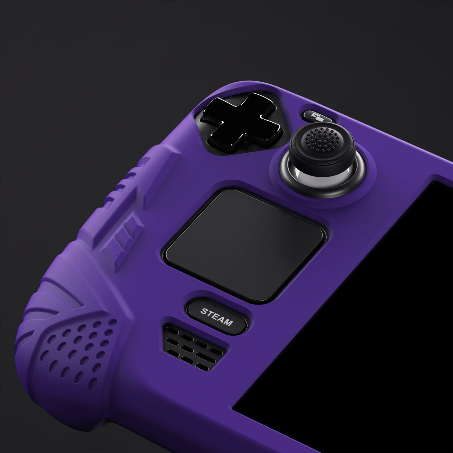 PlayVital Armor Series Protective Case for Steam Deck LCD, Soft Cover Silicone Protector for Steam Deck with Back Button Enhancement Designed & Thumb Grips Caps - Purple - XFSDP005 PlayVital