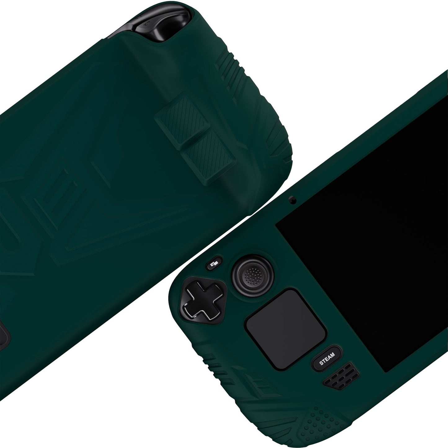 PlayVital Armor Series Protective Case for Steam Deck LCD, Soft Cover Silicone Protector for Steam Deck with Back Button Enhancement Designed & Thumb Grips Caps - Racing Green - XFSDP007 PlayVital