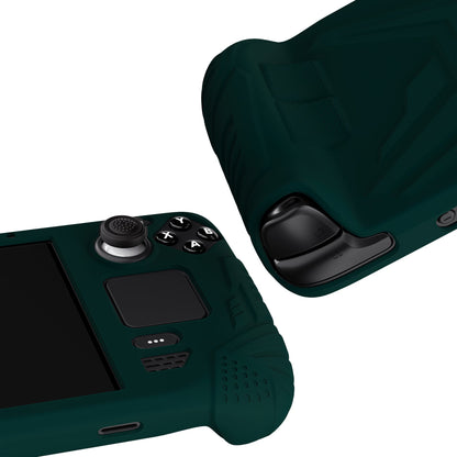 PlayVital Armor Series Protective Case for Steam Deck LCD, Soft Cover Silicone Protector for Steam Deck with Back Button Enhancement Designed & Thumb Grips Caps - Racing Green - XFSDP007 PlayVital