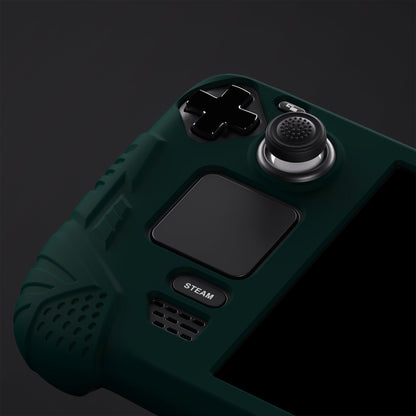 PlayVital Armor Series Protective Case for Steam Deck LCD, Soft Cover Silicone Protector for Steam Deck with Back Button Enhancement Designed & Thumb Grips Caps - Racing Green - XFSDP007 PlayVital