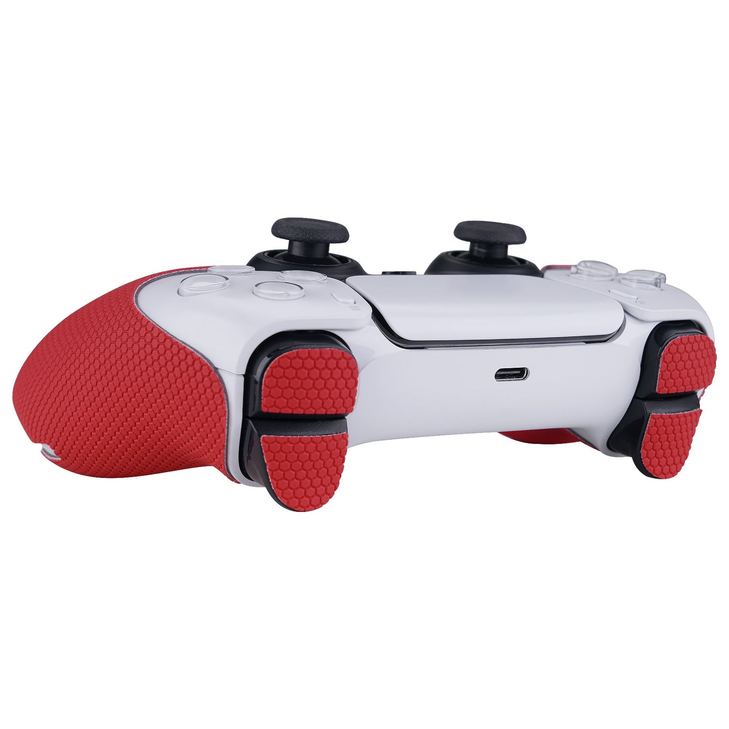 PlayVital Armored Edition Red Anti-Skid Sweat-Absorbent Controller Grip for PS5, Professional Textured Soft Rubber Pads Handle Grips for PS5 Controller with Shoulder Button Trigger Stickers -  PFPJ061 PlayVital