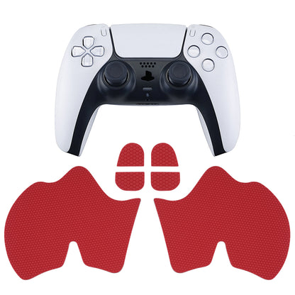 PlayVital Armored Edition Red Anti-Skid Sweat-Absorbent Controller Grip for PS5, Professional Textured Soft Rubber Pads Handle Grips for PS5 Controller with Shoulder Button Trigger Stickers -  PFPJ061 PlayVital