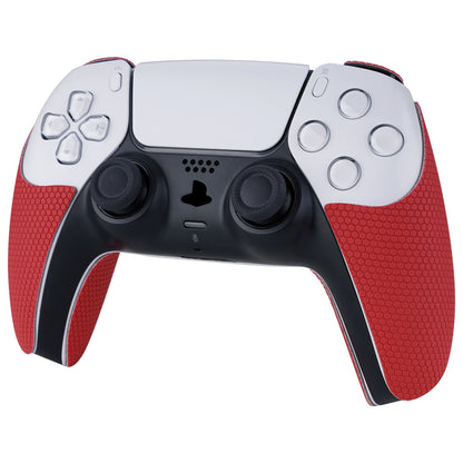 PlayVital Armored Edition Red Anti-Skid Sweat-Absorbent Controller Grip for PS5, Professional Textured Soft Rubber Pads Handle Grips for PS5 Controller with Shoulder Button Trigger Stickers -  PFPJ061 PlayVital