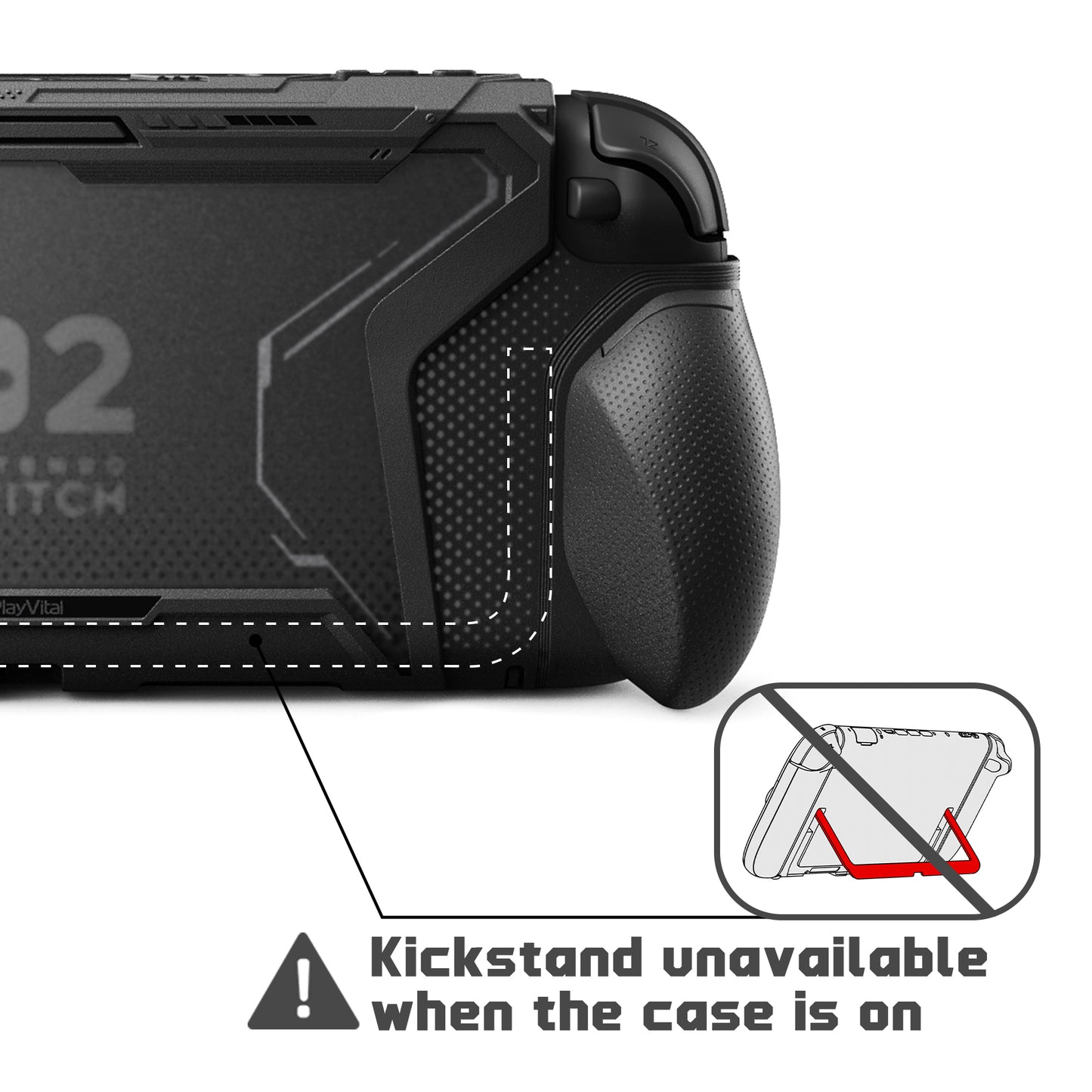 PlayVital BEYOND-GRIP Nintendo Switch 2（2025）対応 交換式グリップ付きTPU保護ケースカバー ドック対応 親指グリップキャップ付き 耐衝撃 人間工学デザイン【ブラック】