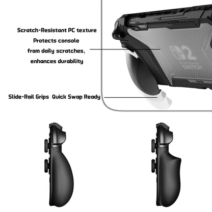 PlayVital BEYOND-GRIP Nintendo Switch 2（2025）対応 交換式グリップ付きTPU保護ケースカバー ドック対応 親指グリップキャップ付き 耐衝撃 人間工学デザイン【ブラック】