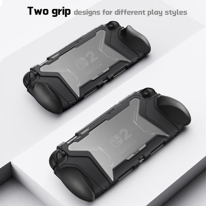 PlayVital BEYOND-GRIP Nintendo Switch 2（2025）対応 交換式グリップ付きTPU保護ケースカバー ドック対応 親指グリップキャップ付き 耐衝撃 人間工学デザイン【ブラック】