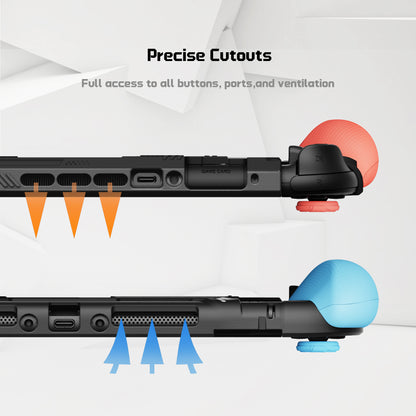 PlayVital BEYOND-GRIP Nintendo Switch 2（2025）対応 交換式グリップ付きTPU保護ケースカバー ドック対応 親指グリップキャップ付き 耐衝撃 人間工学デザイン【ブルー＆オレンジ】