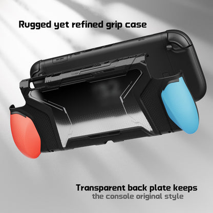 PlayVital BEYOND-GRIP Nintendo Switch 2（2025）対応 交換式グリップ付きTPU保護ケースカバー ドック対応 親指グリップキャップ付き 耐衝撃 人間工学デザイン【ブルー＆オレンジ】