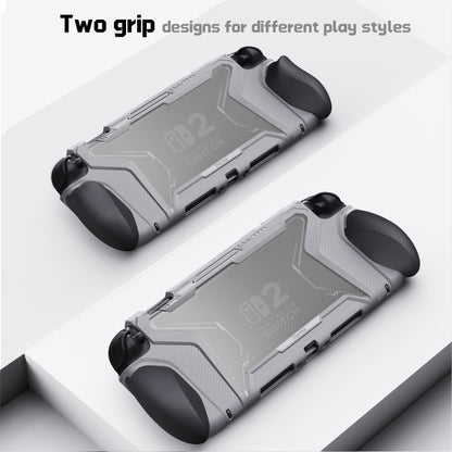 PlayVital BEYOND-GRIP Nintendo Switch 2（2025）対応 交換式グリップ付きTPU保護ケースカバー ドック対応 親指グリップキャップ付き 耐衝撃 人間工学デザイン【グレー】