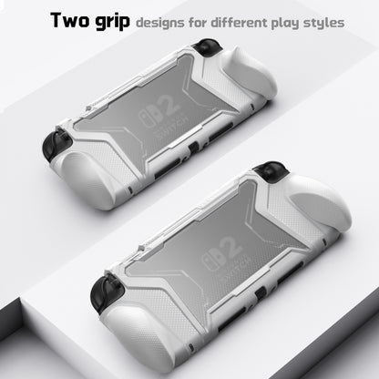 PlayVital BEYOND-GRIP Nintendo Switch 2（2025）対応 交換式グリップ付きTPU保護ケースカバー ドック対応 親指グリップキャップ付き 耐衝撃 人間工学デザイン【ホワイト】