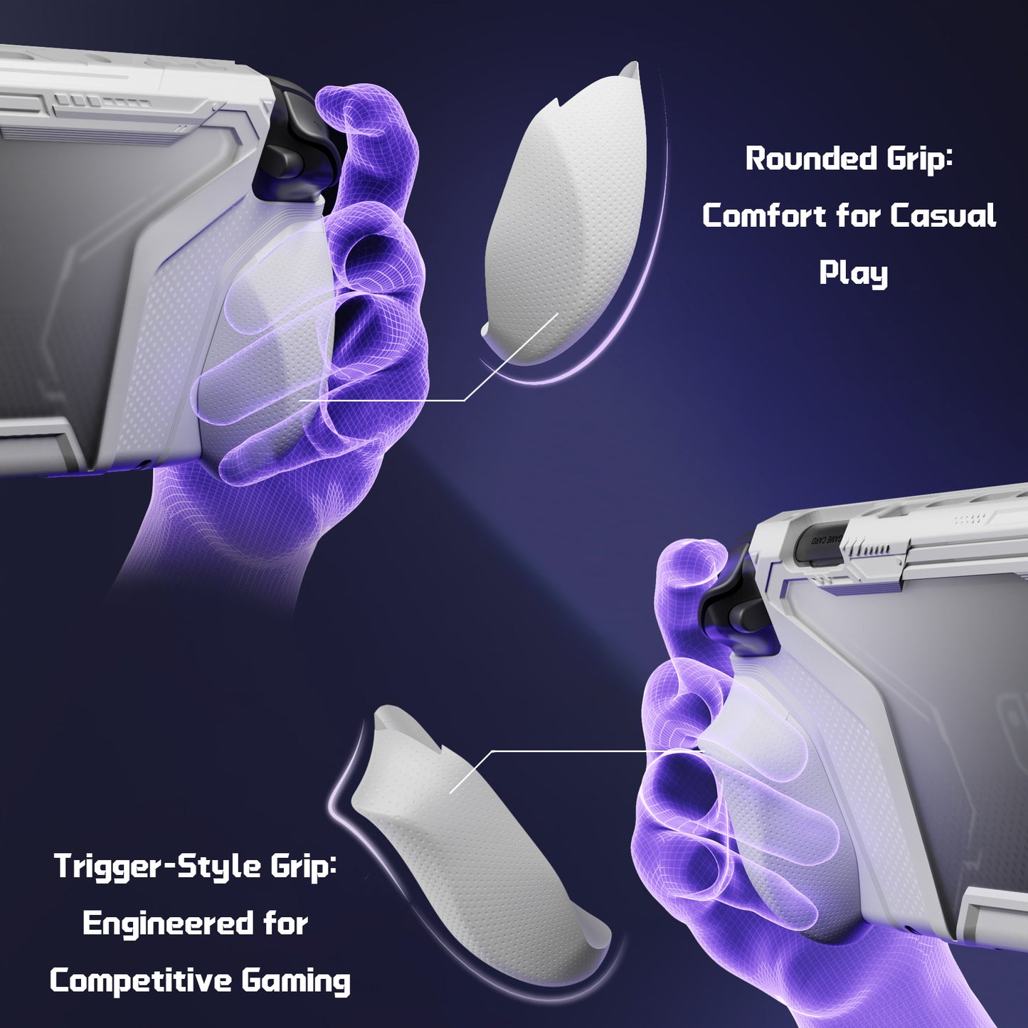 PlayVital BEYOND-GRIP Nintendo Switch 2（2025）対応 交換式グリップ付きTPU保護ケースカバー ドック対応 親指グリップキャップ付き 耐衝撃 人間工学デザイン【ホワイト】