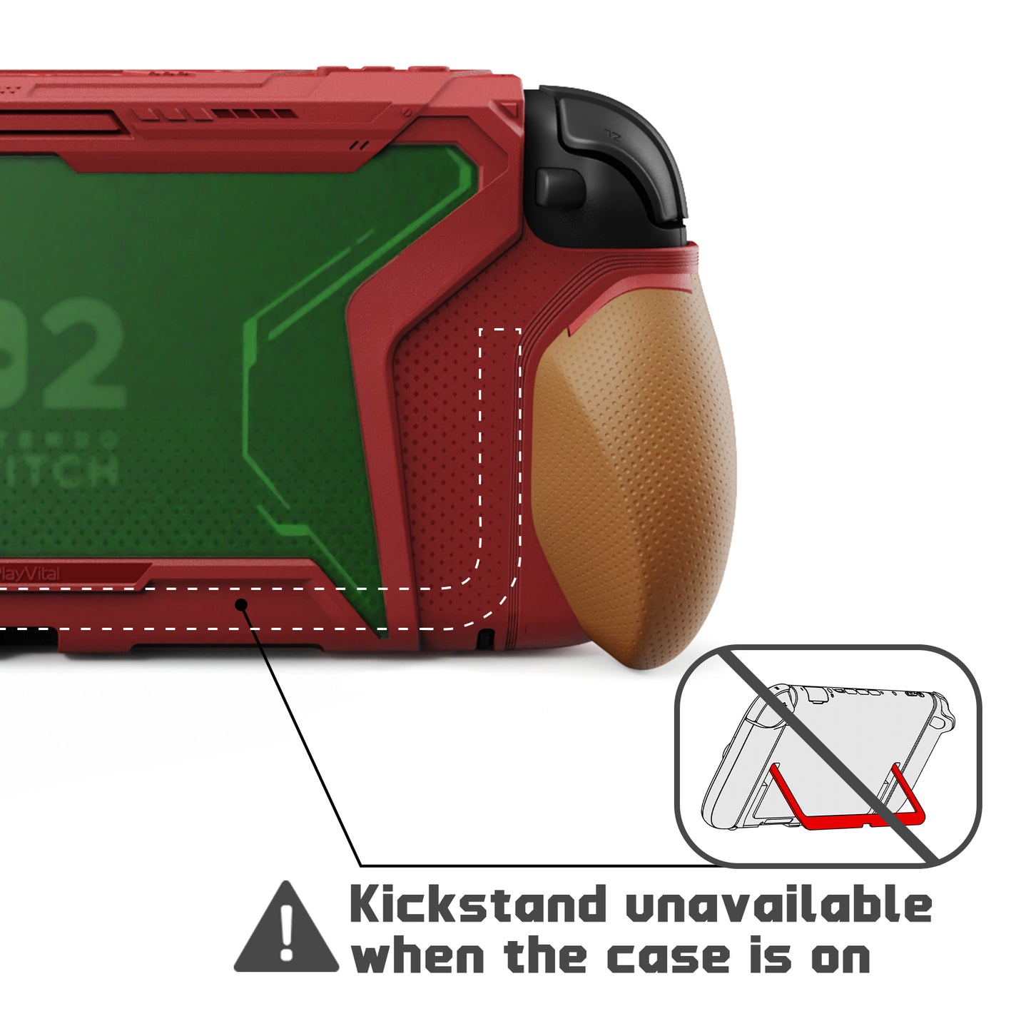 PlayVital BEYOND-GRIP Nintendo Switch 2（2025）対応 交換式グリップ付きTPU保護ケースカバー ドック対応 親指グリップキャップ付き 耐衝撃 人間工学デザイン【レッド＆オレンジ】