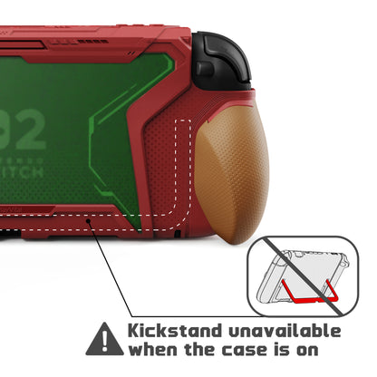 PlayVital BEYOND-GRIP Nintendo Switch 2（2025）対応 交換式グリップ付きTPU保護ケースカバー ドック対応 親指グリップキャップ付き 耐衝撃 人間工学デザイン【レッド＆オレンジ】