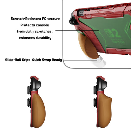PlayVital BEYOND-GRIP Nintendo Switch 2（2025）対応 交換式グリップ付きTPU保護ケースカバー ドック対応 親指グリップキャップ付き 耐衝撃 人間工学デザイン【レッド＆オレンジ】