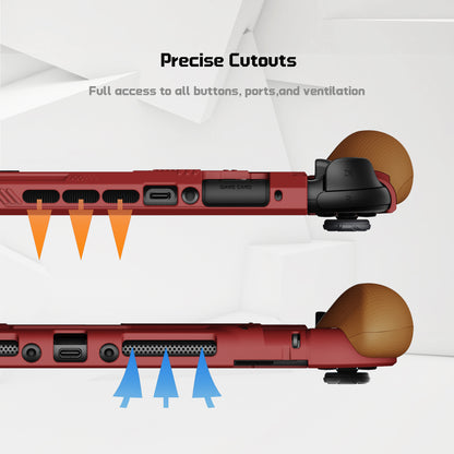 PlayVital BEYOND-GRIP Nintendo Switch 2（2025）対応 交換式グリップ付きTPU保護ケースカバー ドック対応 親指グリップキャップ付き 耐衝撃 人間工学デザイン【レッド＆オレンジ】