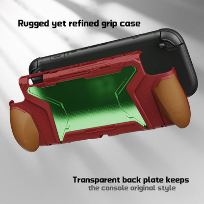 PlayVital BEYOND-GRIP Nintendo Switch 2（2025）対応 交換式グリップ付きTPU保護ケースカバー ドック対応 親指グリップキャップ付き 耐衝撃 人間工学デザイン【レッド＆オレンジ】