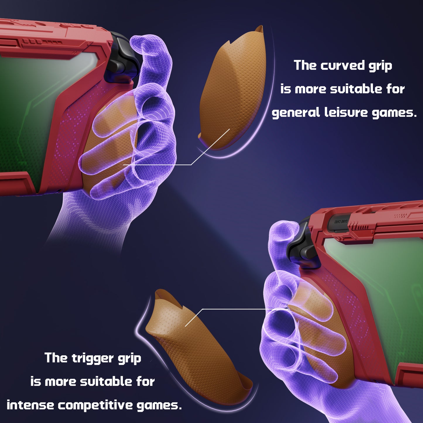 PlayVital BEYOND-GRIP Nintendo Switch 2（2025）対応 交換式グリップ付きTPU保護ケースカバー ドック対応 親指グリップキャップ付き 耐衝撃 人間工学デザイン【レッド＆オレンジ】