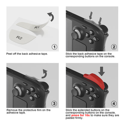 PlayVital Steam Deck用 バックボタン & ショルダーボタン トリガー強化セット LR延長トリガーグリップ + バックボタン改良アクセサリー（OLED / LCD対応）【ブラック】