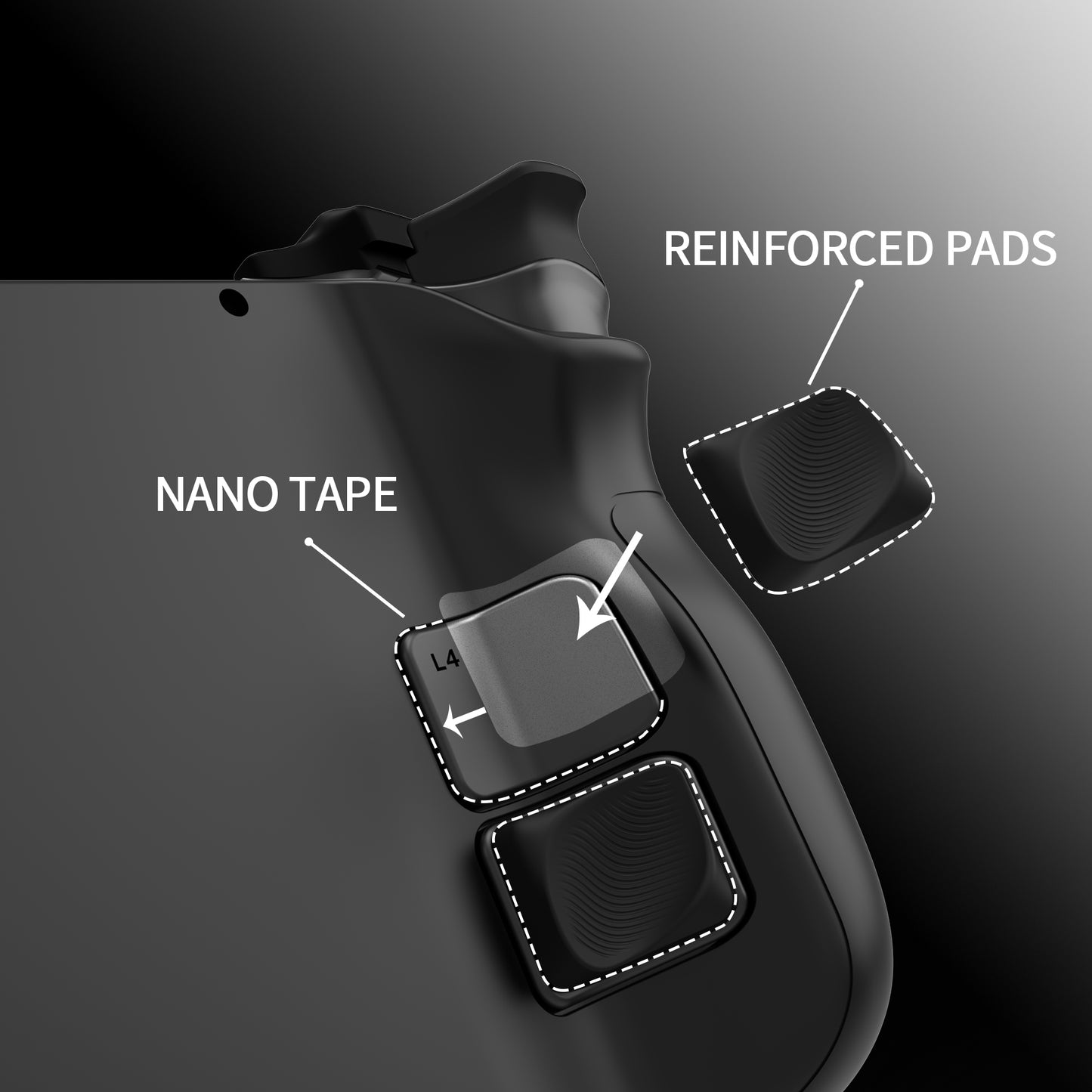 PlayVital Steam Deck用 バックボタン & ショルダーボタン トリガー強化セット LR延長トリガーグリップ + バックボタン改良アクセサリー（OLED / LCD対応）【ブラック】