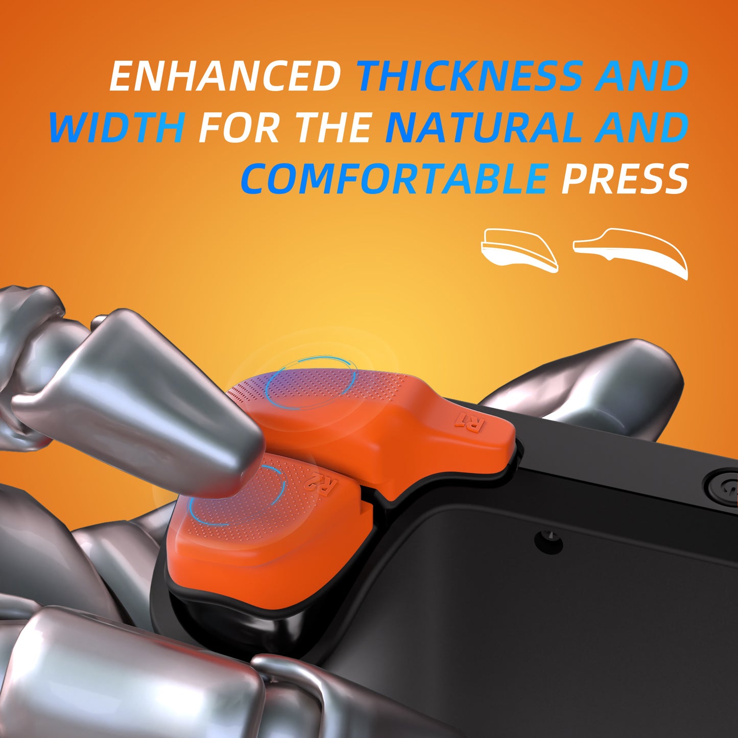 PlayVital Steam Deck用 バックボタン & ショルダーボタン トリガー強化セット LR延長トリガーグリップ + バックボタン改良アクセサリー（OLED / LCD対応）【オレンジ】