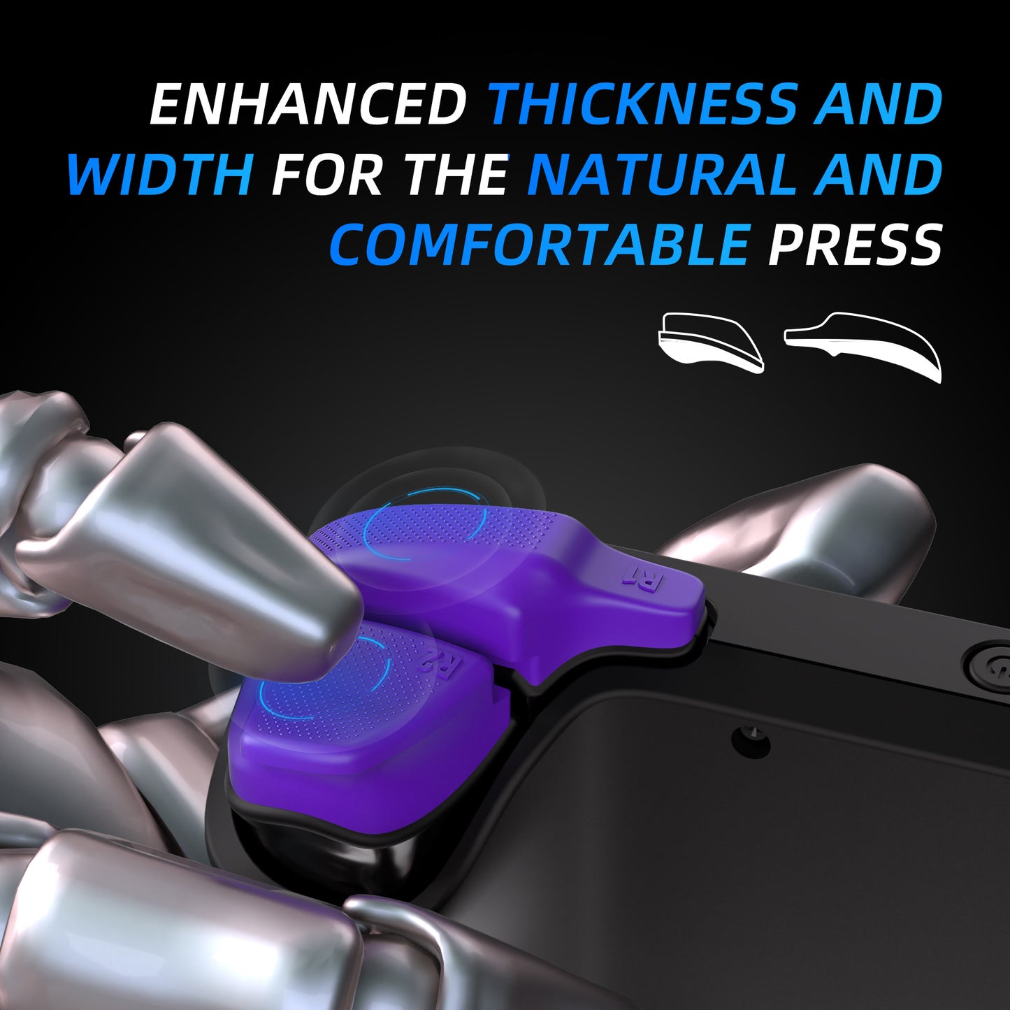 PlayVital Steam Deck用 バックボタン & ショルダーボタン トリガー強化セット LR延長トリガーグリップ + バックボタン改良アクセサリー（OLED / LCD対応）【パープル】