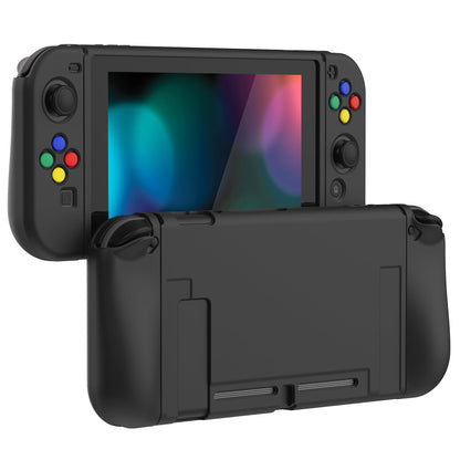 PlayVital Black Protective Case for NS Switch, Soft TPU Slim Case Cover for NS Switch Joy-Con Console with Colorful ABXY Direction Button Caps - NTU6006G2 PlayVital