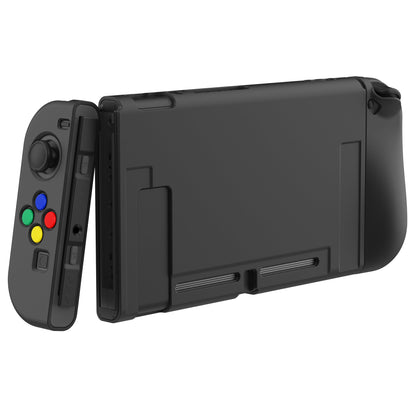 PlayVital Black Protective Case for NS Switch, Soft TPU Slim Case Cover for NS Switch Joy-Con Console with Colorful ABXY Direction Button Caps - NTU6006G2 PlayVital