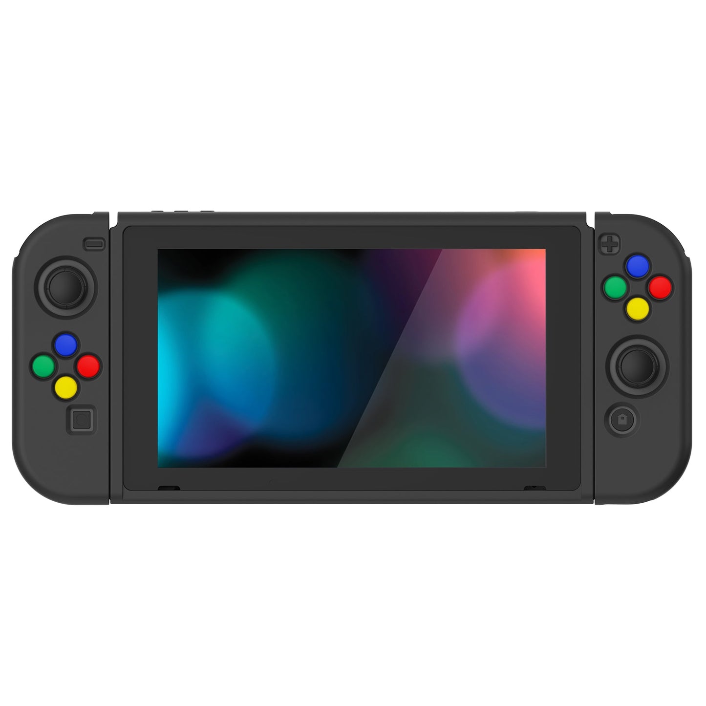 PlayVital Black Protective Case for NS Switch, Soft TPU Slim Case Cover for NS Switch Joy-Con Console with Colorful ABXY Direction Button Caps - NTU6006G2 PlayVital