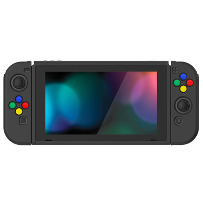 PlayVital Black Protective Case for NS Switch, Soft TPU Slim Case Cover for NS Switch Joy-Con Console with Colorful ABXY Direction Button Caps - NTU6006G2 PlayVital