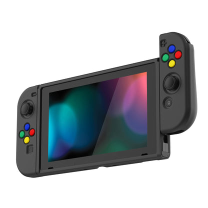 PlayVital Black Protective Case for NS Switch, Soft TPU Slim Case Cover for NS Switch Joy-Con Console with Colorful ABXY Direction Button Caps - NTU6006G2 PlayVital