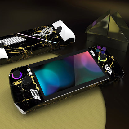 PlayVital Black & Gold Marble Effect Custom Stickers Vinyl Wraps Protective Skin Decal for ROG Ally Handheld Gaming Console - RGTM006 PlayVital