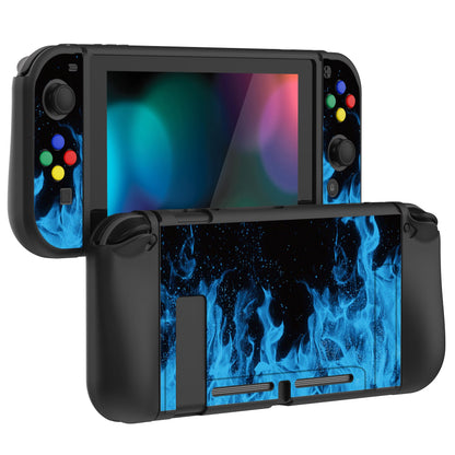 PlayVital Blue Flame Protective Case for NS Switch, Soft TPU Slim Case Cover for NS Switch Joy-Con Console with Colorful ABXY Direction Button Caps - NTU6012G2 PlayVital