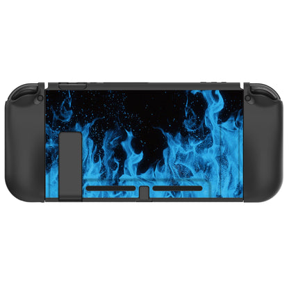 PlayVital Blue Flame Protective Case for NS Switch, Soft TPU Slim Case Cover for NS Switch Joy-Con Console with Colorful ABXY Direction Button Caps - NTU6012G2 PlayVital