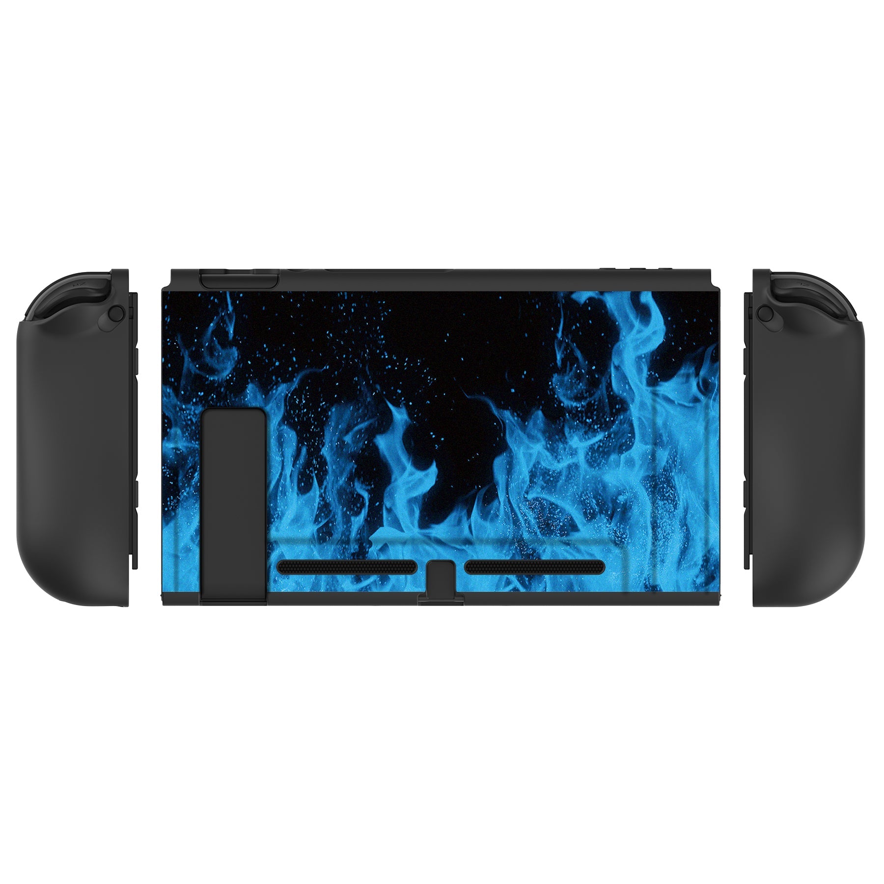 PlayVital Blue Flame Protective Case for NS Switch, Soft TPU Slim Case Cover for NS Switch Joy-Con Console with Colorful ABXY Direction Button Caps - NTU6012G2 PlayVital