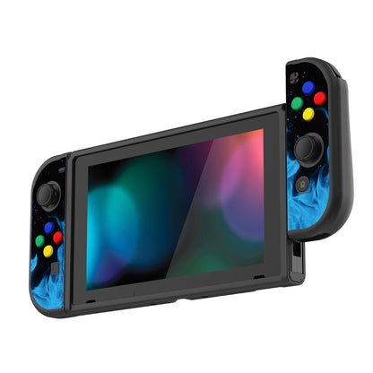 PlayVital Blue Flame Protective Case for NS Switch, Soft TPU Slim Case Cover for NS Switch Joy-Con Console with Colorful ABXY Direction Button Caps - NTU6012G2 PlayVital