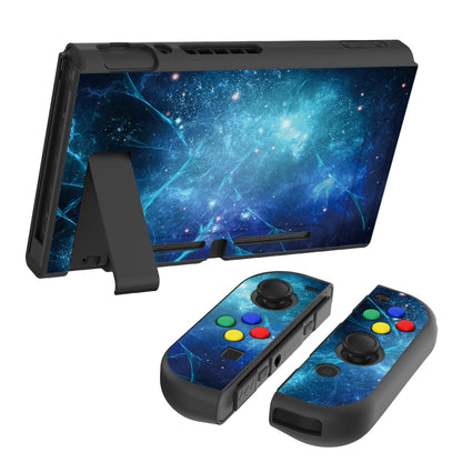 PlayVital ソフト TPU スリム保護ケース、カラフルな ABXY 方向ボタンキャップ付き NS Switch 用【ブルー ネビュラ】【 NTU6014G2】