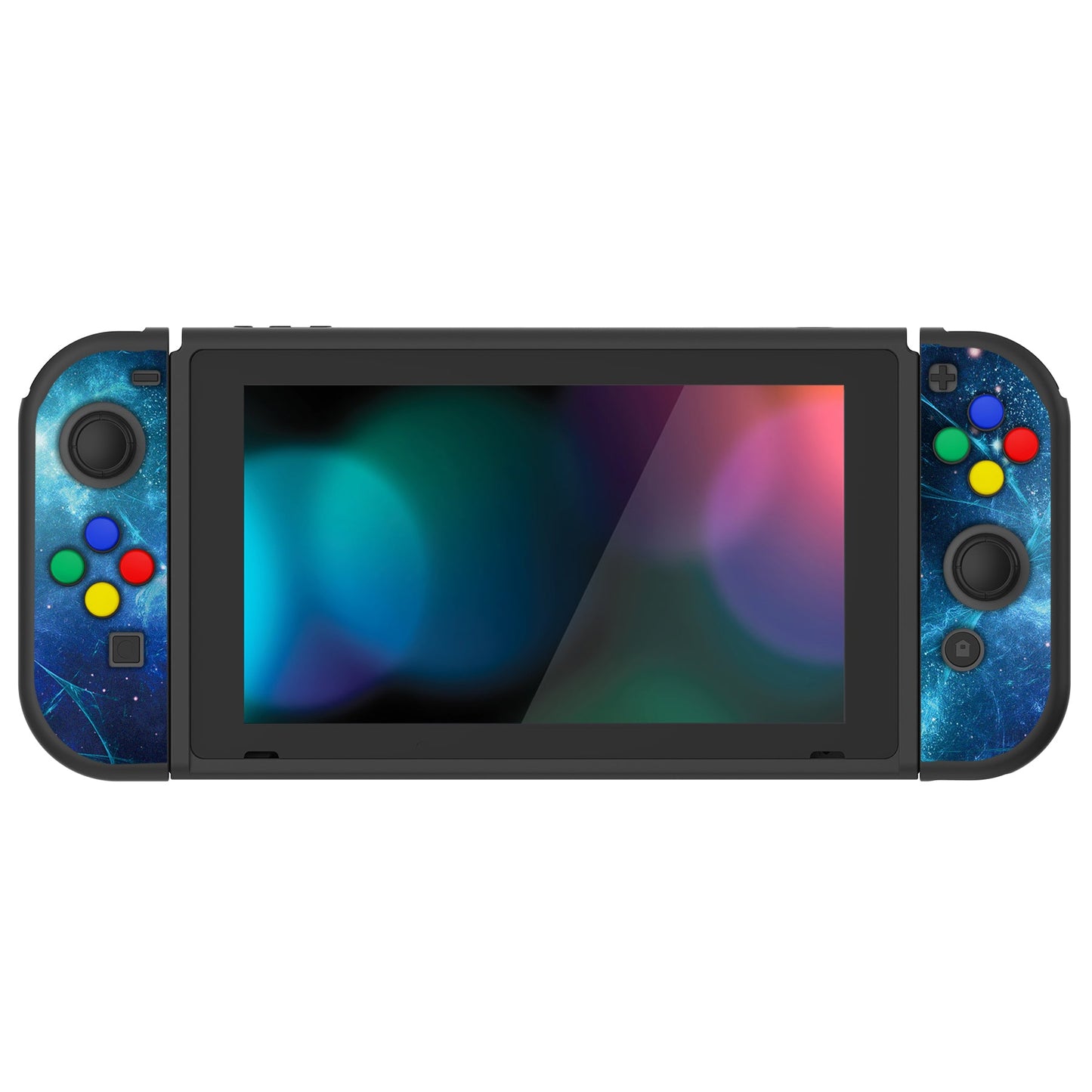 PlayVital ソフト TPU スリム保護ケース、カラフルな ABXY 方向ボタンキャップ付き NS Switch 用【ブルー ネビュラ】【 NTU6014G2】