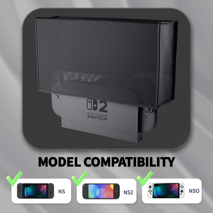 PlayVital Switch 2（2025年モデル） 対応 メッシュ防塵カバー 通気性 キズ防止 排熱設計 ドックに装着したまま使用可能 保護スリーブ 【ブラック】