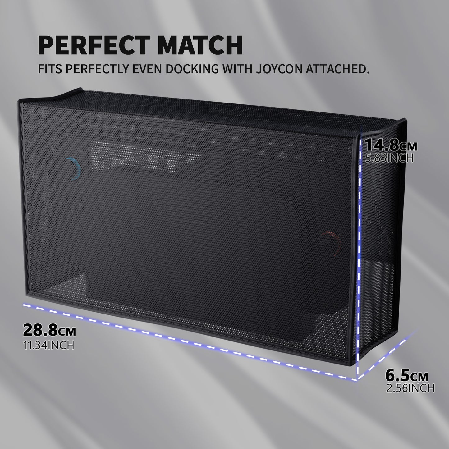PlayVital Switch 2（2025年モデル） 対応 メッシュ防塵カバー 通気性 キズ防止 排熱設計 ドックに装着したまま使用可能 保護スリーブ 【ブラック】