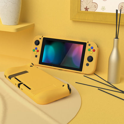 PlayVital Bright Yellow Protective Case for NS Switch, Soft TPU Slim Case Cover for NS Switch Console with Colorful ABXY Direction Button Caps - NTU6037G2 PlayVital