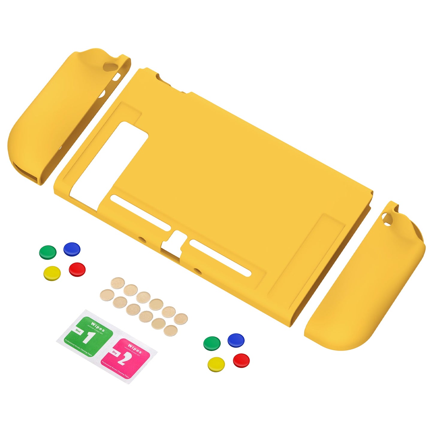 PlayVital Bright Yellow Protective Case for NS Switch, Soft TPU Slim Case Cover for NS Switch Console with Colorful ABXY Direction Button Caps - NTU6037G2 PlayVital