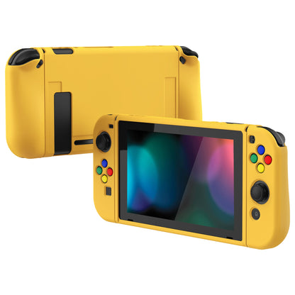 PlayVital Bright Yellow Protective Case for NS Switch, Soft TPU Slim Case Cover for NS Switch Console with Colorful ABXY Direction Button Caps - NTU6037G2 PlayVital