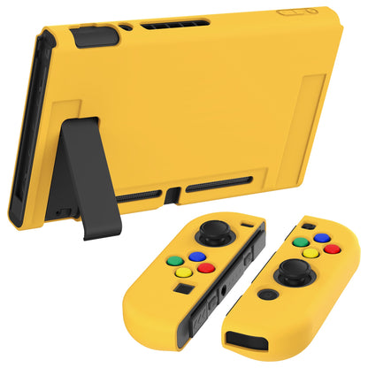 PlayVital Bright Yellow Protective Case for NS Switch, Soft TPU Slim Case Cover for NS Switch Console with Colorful ABXY Direction Button Caps - NTU6037G2 PlayVital