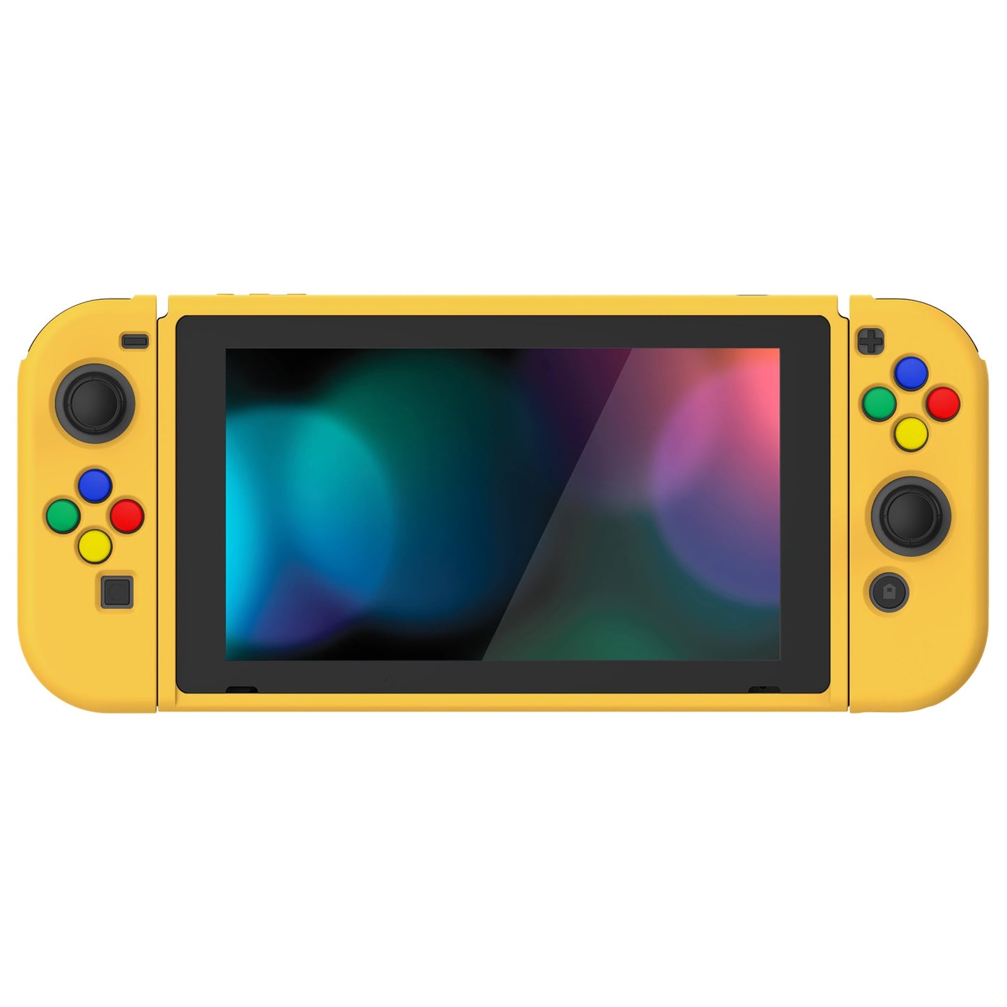 PlayVital Bright Yellow Protective Case for NS Switch, Soft TPU Slim Case Cover for NS Switch Console with Colorful ABXY Direction Button Caps - NTU6037G2 PlayVital